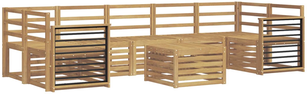 vidaXL Buiten - bank - set - 8 - st - 7-zits - Wit - Massief - Acacia - Hout