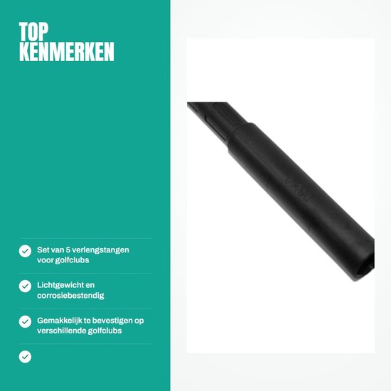 Dailygoods- Golfclub Verlengstangen Lichtgewicht - 5 Stuks - Koolstofvezel - Draagbaar - Push-in Design - Corrosiebestendig - Golfclub Verlengstukken van Dailygoods — afbeelding 2