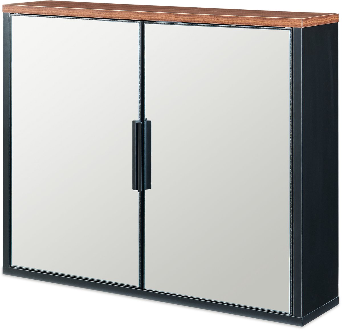 Badkamerspiegelkast Trond 60x15x50 cm zwart en walnootkleurig [en.casa]