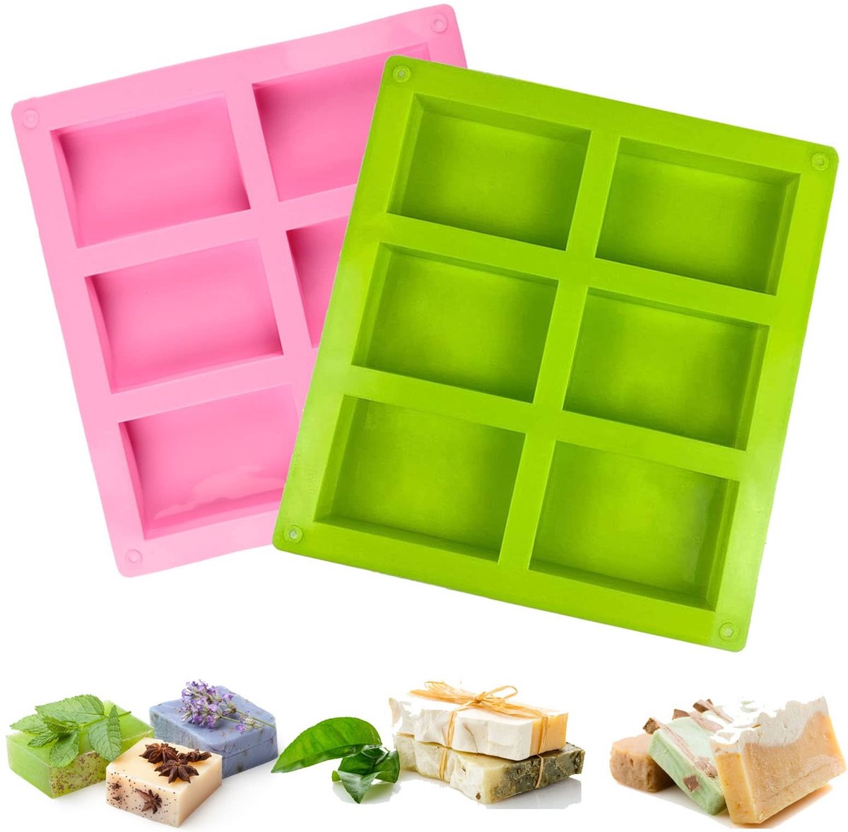 Dailygoods- Zeepvormen 2 Stuks - Rechthoekige Siliconen Vormen - BPA-vrij - Voor Gieten van Zeep/Chocolade - Geschikt voor Oven/Vriezer - Makkelijk te Ontvormen - Siliconen Vorm