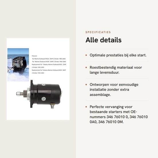 Dailygoods- Starter Betrouwbare Prestaties - Roestbestendige Startmotor - 9 Tanden - Geschikt voor NS25/M25 - Afgedichte Lagere - Aluminium Behuizing van Dailygoods — afbeelding 2