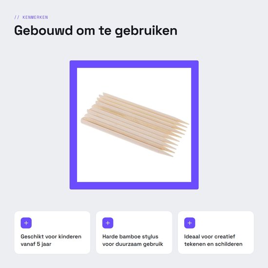 Dailygoods- Artist Pen 10 Stuks - Bamboe Stylus - Scratchers Tool - Tekenen voor Kinderen - Reisactiviteit - Perfect Cadeau - Tekenpen — afbeelding 2
