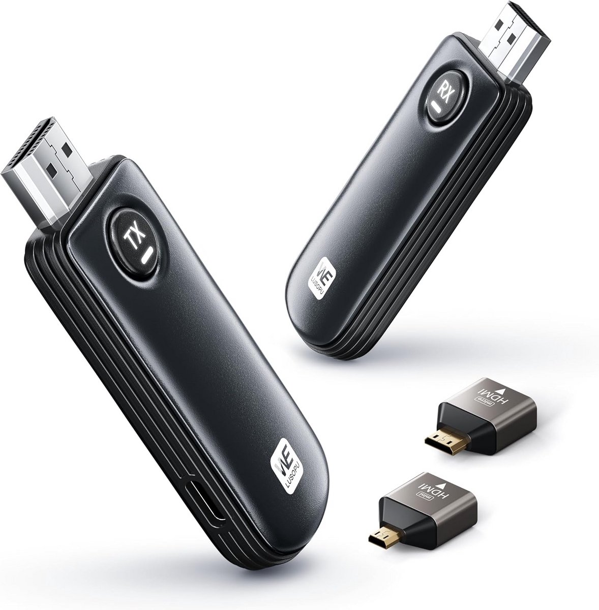 Wireless HDMI Transmitter and Receiver, Decoding 4K Output 1080P, 5.8G Portable Wireless HDMI Extender For Video Audio File Streaming on Monitor from Laptop PC Box To Monitor HDTV Projector