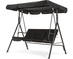M MCombo 3-zits Hollywoodschommel, tuinschommel met verstelbare zonnekap, schommelbank voor buiten, weerbestendig tuinbed, 114 x 170 x 155 cm, Zwart 8003