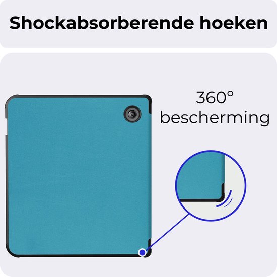 Hoes geschikt voor Kobo Libra Colour - E-reader hoesje - Bookcase cover - Beschermhoes - Trifold - Tablet case - Turquoise - Jonyx — afbeelding 3