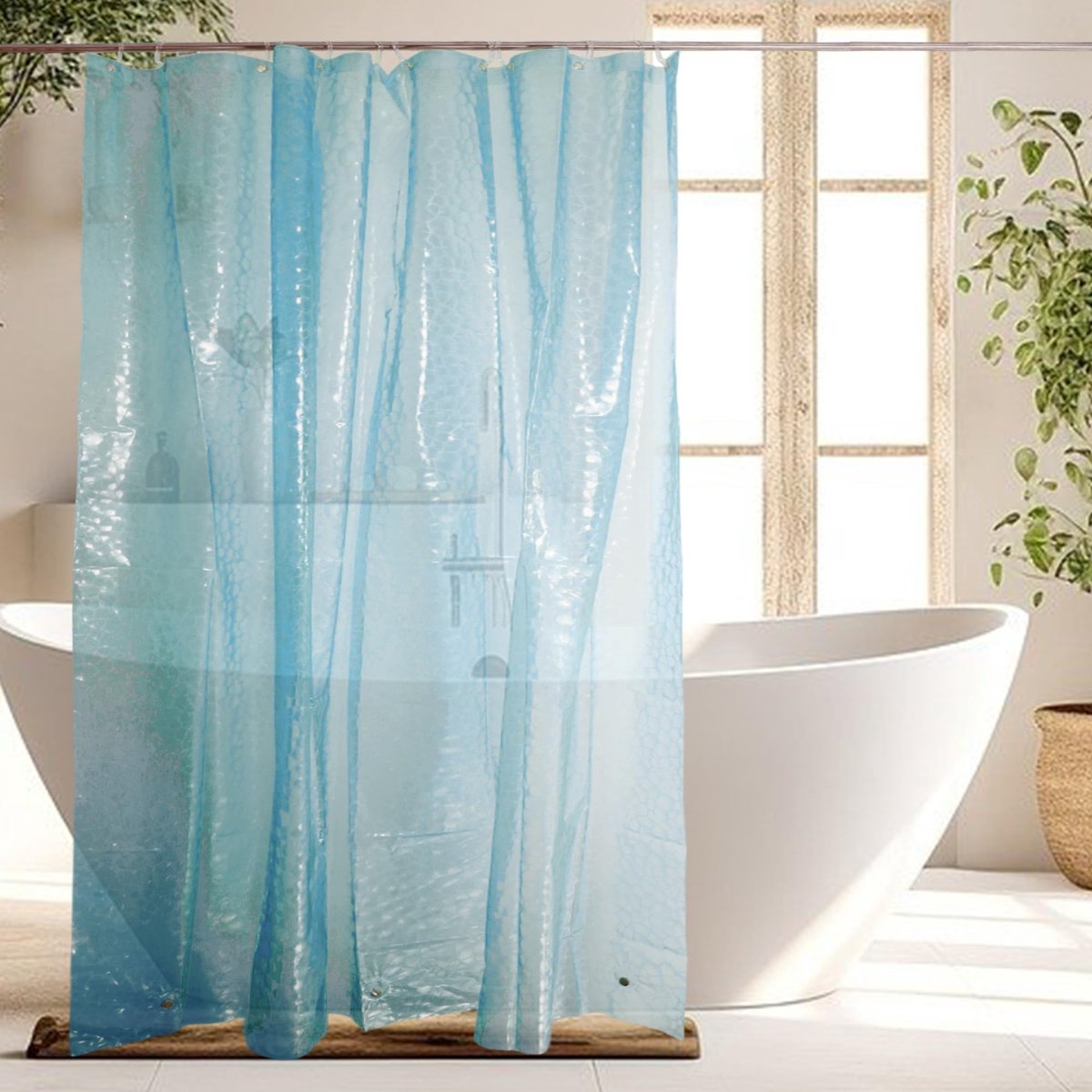 Dailygoods- Douchegordijn Waterdicht 180x200 cm - Douchegordijn Ringen - Badgordijn met Gewichtmagneet - Wasbaar - EVA/PE Materiaal - Semi-transparant