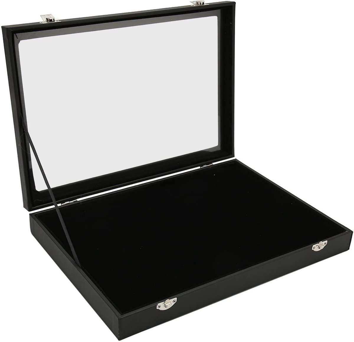 Dailygoods- Pin Vitrine Grote Capaciteit - Stofdicht Glas - Stijlvol PU Leer - Sieraden/Badge - 35x24x5cm - Gemakkelijk te Reinigen