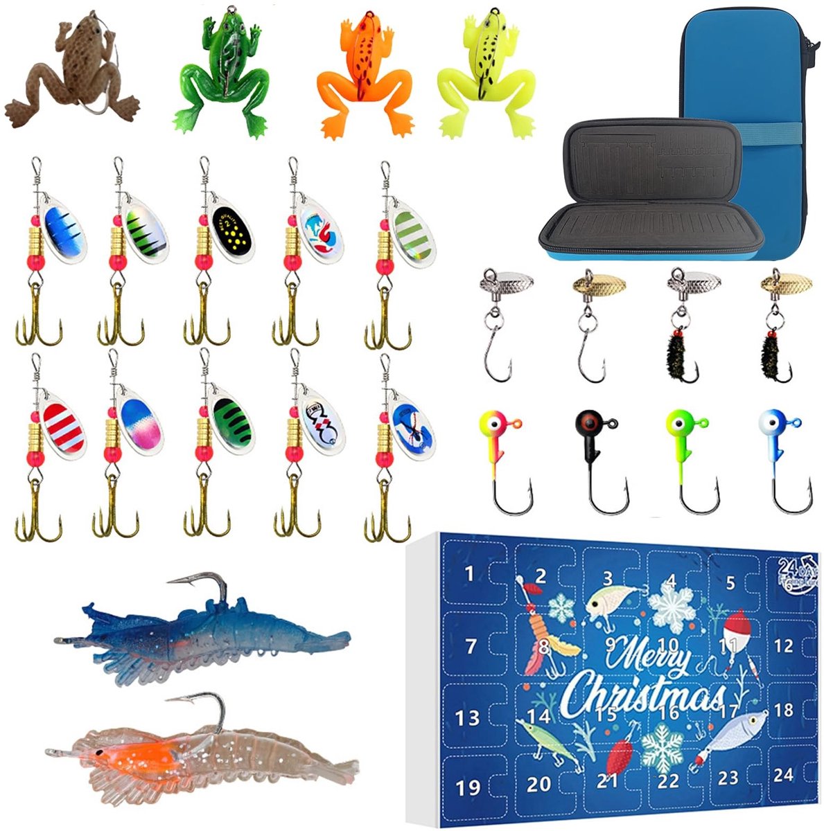 Dailygoods- Hengeladventskalender 2025 - 24 Dagen Aftelkalender - Verrassingsaas - Visgerei - Kerstcadeau - Geschikt voor Baars/Forel/Meerval