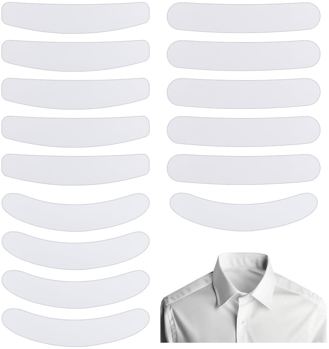 Dailygoods- Kraag Inserts 4 Maten - Kraagverstevigers - Ondersteuning voor Overhemden - Onzichtbare Kraagsteunen - Eenvoudig te Gebruiken - Stevig Materiaal