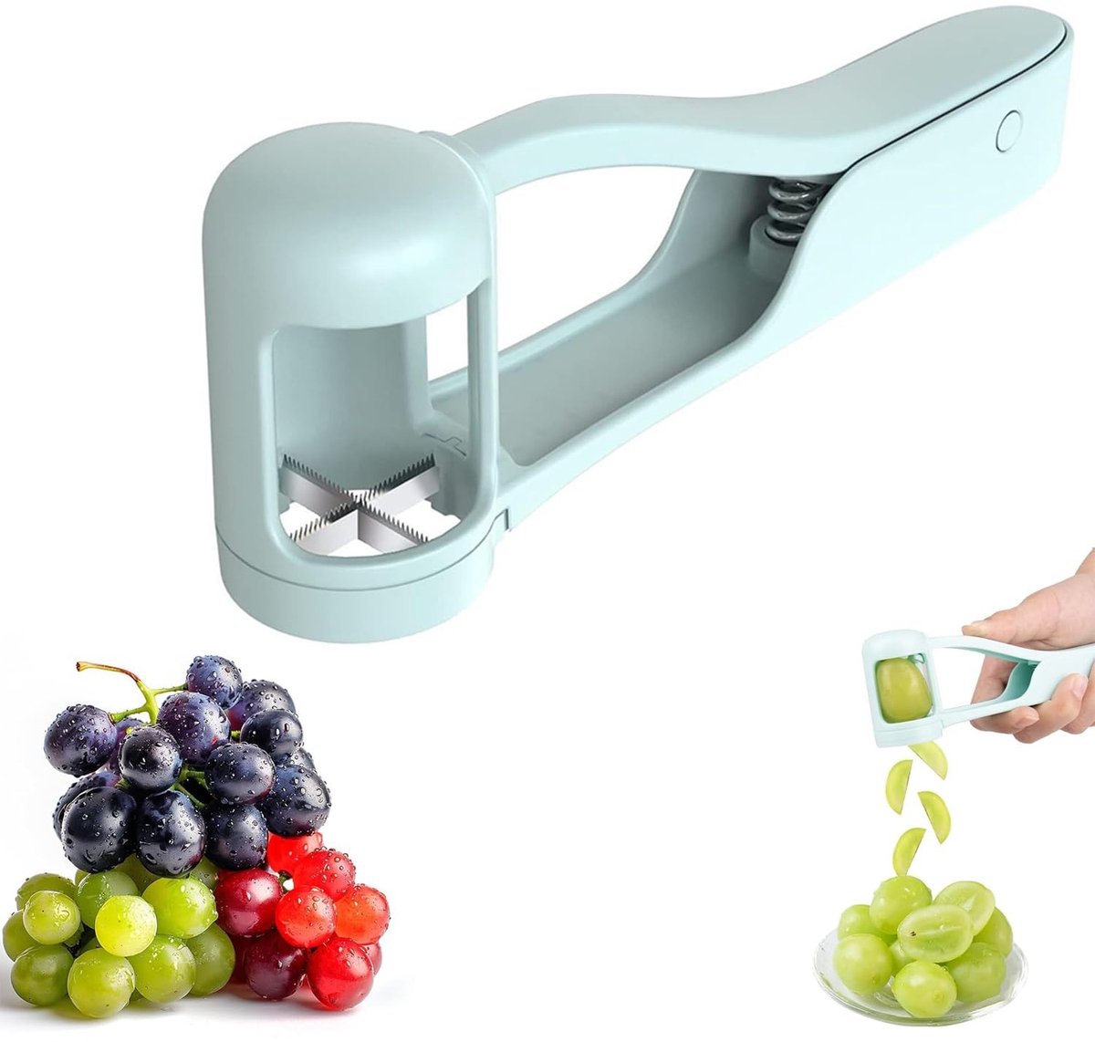 Dailygoods- Druivensnijmachine Roestvrij Staal - Groentesnijder/Fruitsnijder - Kookgereedschap voor Kinderen - Compact/Handzaam - Duurzaam/Voedselveilig - Scherp Lemmet