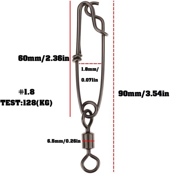 Dailygoods- Vissnoer 10PCS - Heavy Duty - Zoutwatervissen - Lange Lijn - Snaps - Roestvrij Staal - Max. Treksterkte 128 kg - Visclips van Dailygoods — afbeelding 5