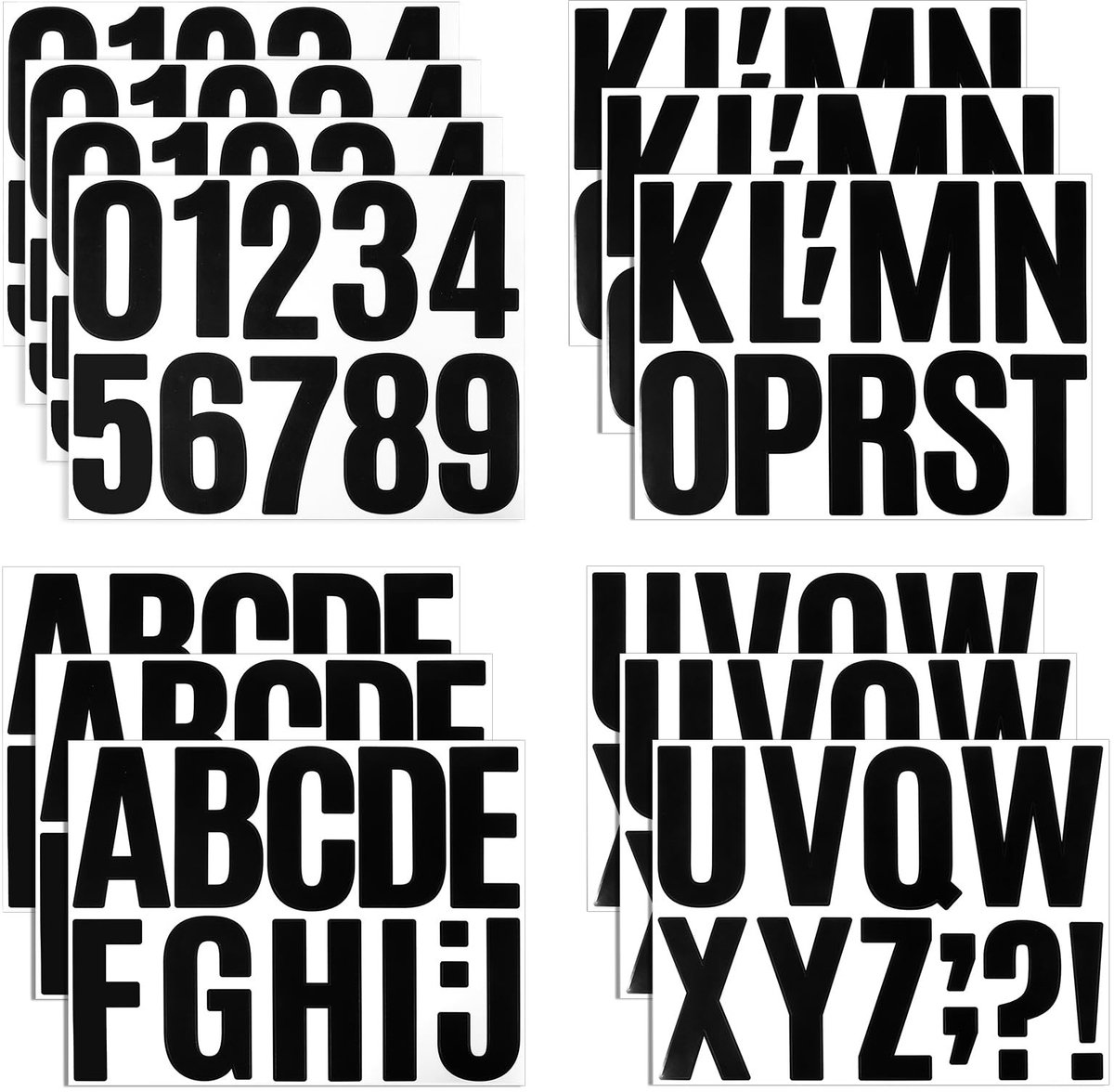 Dailygoods- Vinyl Letters Set - 13 Vellen Zelfklevende Stickers - 10 cm Hoofdletters/Cijfers - Waterdicht voor Doe-Het-Zelf - PVC Materiaal - 29 x 22 cm