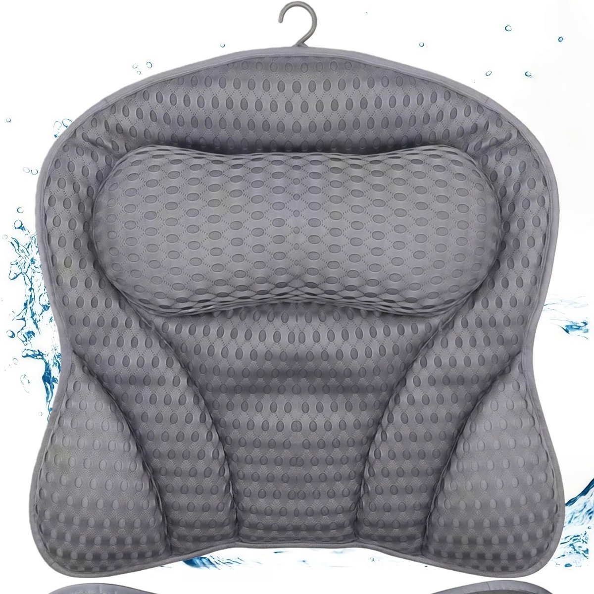 Dailygoods- Badkussen Ergonomisch - Badkussen voor Badkuip - 4D-Mesh Kussen - 6 Zuignappen - Ondersteunt Hoofd/Nek/Schouders/Rug - Voor Thuis/Spa