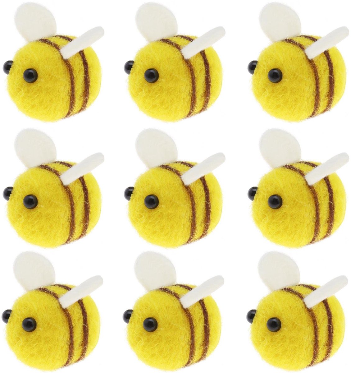 Dailygoods- Bijenballen 20 Stuks - Wolvilt Decoratie - Schattige Bijen Vorm - DIY Knutselmateriaal - Versieringen voor Accessoires - 3x2 cm Maat - Knutselballen
