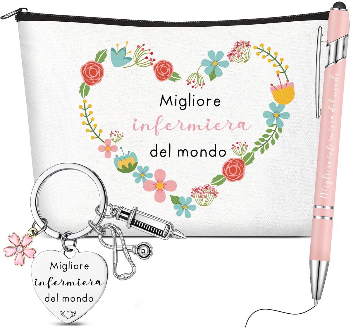 Dailygoods- Verpleegkundige Cadeau Creatieve Clutch - Sleutelhanger - Cosmetische Tas - Balpen - Motiverende Accessoires - Polyesterkatoen - Verpleegkundige Geschenk