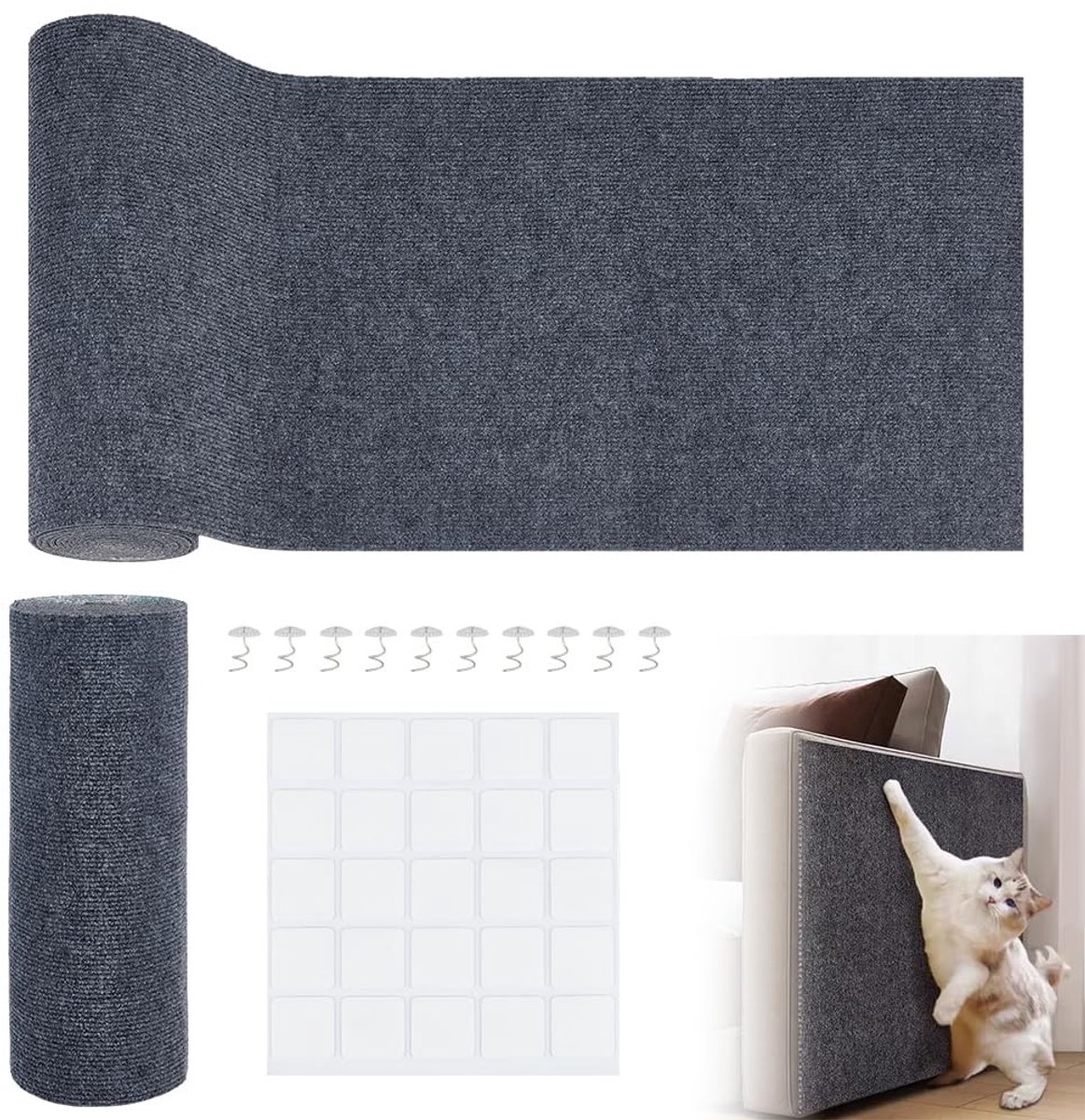 Dailygoods- Krabbeschermers 300 x 40 cm - Zelfklevend - Inclusief 25 stuks dubbelzijdige plakband - 10 draaibare spijkers - Meubelbescherming - Eenvoudig te installeren - Meubelbeschermer