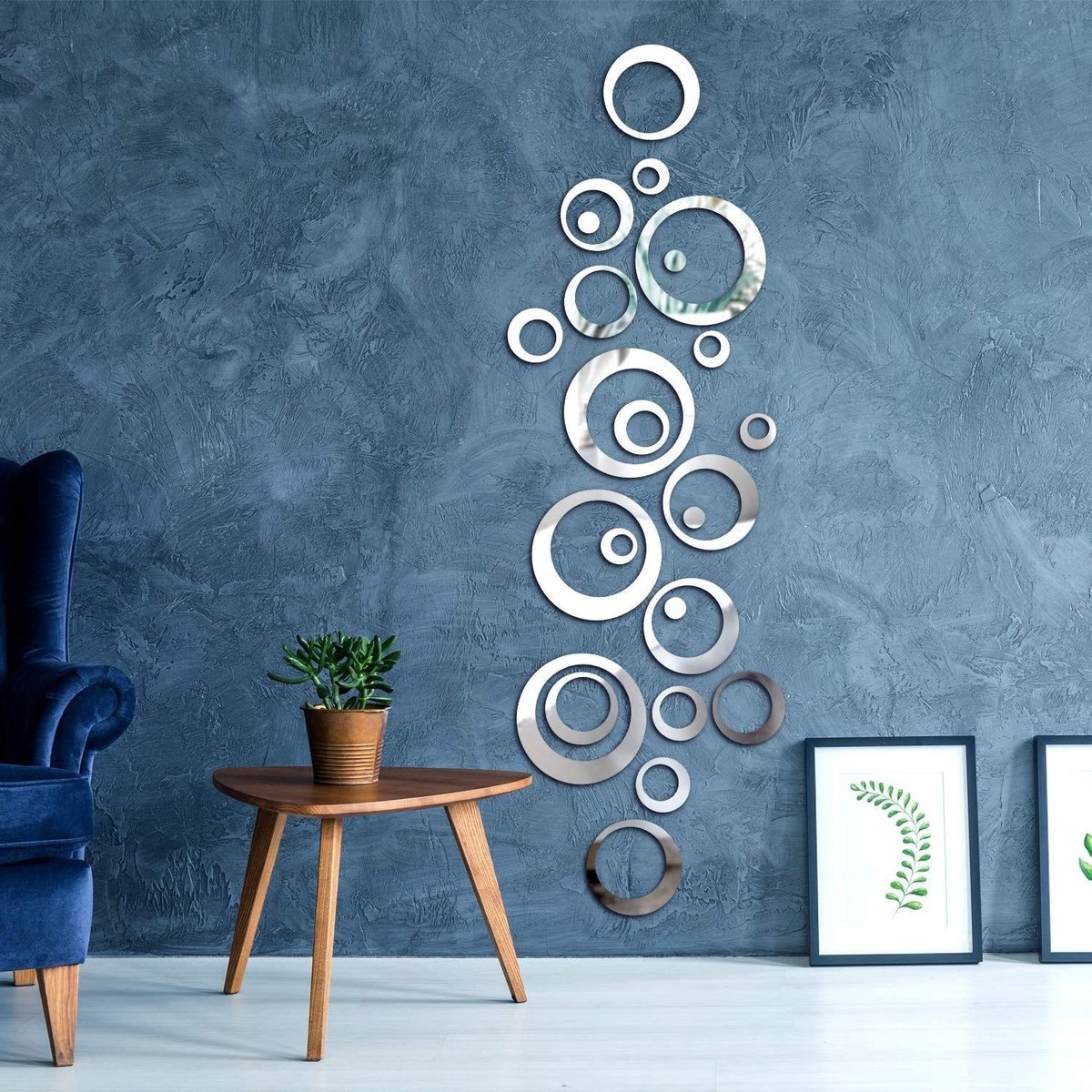 Dailygoods- Muursticker Decoratief Spiegelontwerp - 24 Stuks - Ronde Cirkel - Woondecoratie - Verwijderbaar - Geschikt voor Gladde Oppervlakken - Wanddecoratie