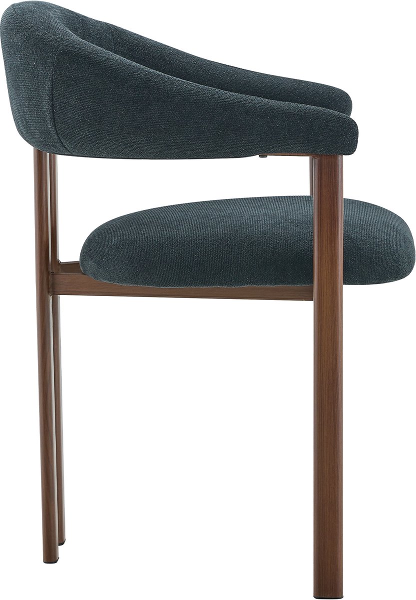 Fassstuhl 2-set, moderne stoffen stoel met ijzeren poot en comfortabele zitting, fauteuil voor in de landelijke woonkamer / eetkamer / woonkamer, zwart