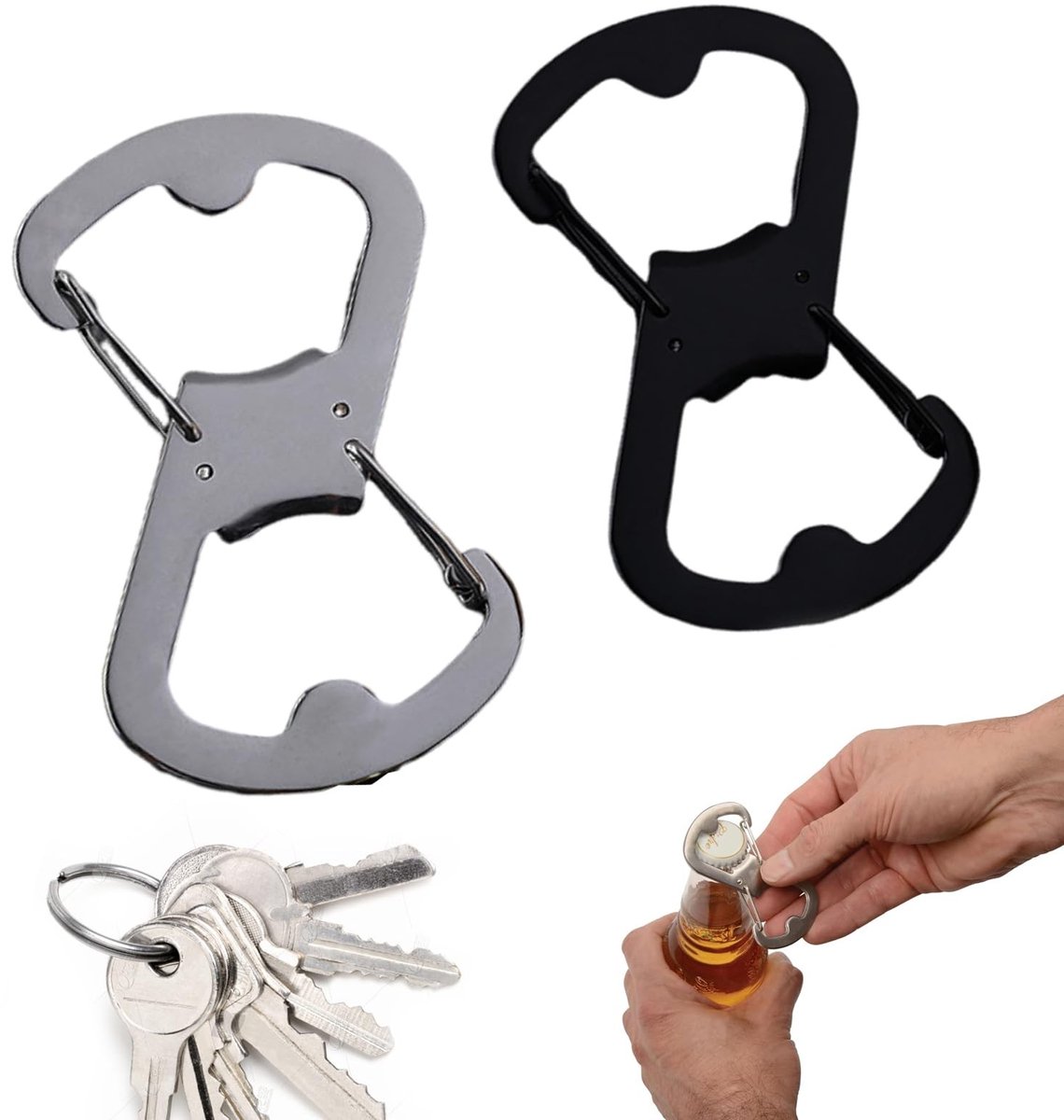 Dailygoods- Karabijnhaak Set van 2 - Roestvrij Staal - S-Karabijnhaak - Sleutelhanger - Multifunctionele Gesp - Outdoor Accessoire - Haak