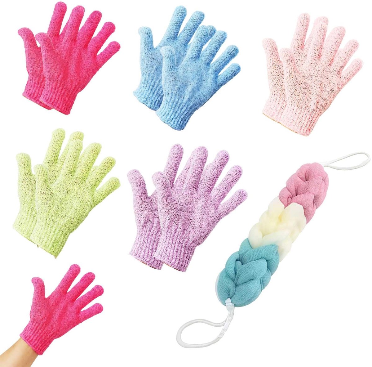 Dailygoods- Exfoliërende Handschoenen - Set van 10 - Zachte Bamboe Scrub - Herbruikbaar - Geschikt voor Alle Huidtypes - Diepe Exfoliatie - Scrubhandschoenen
