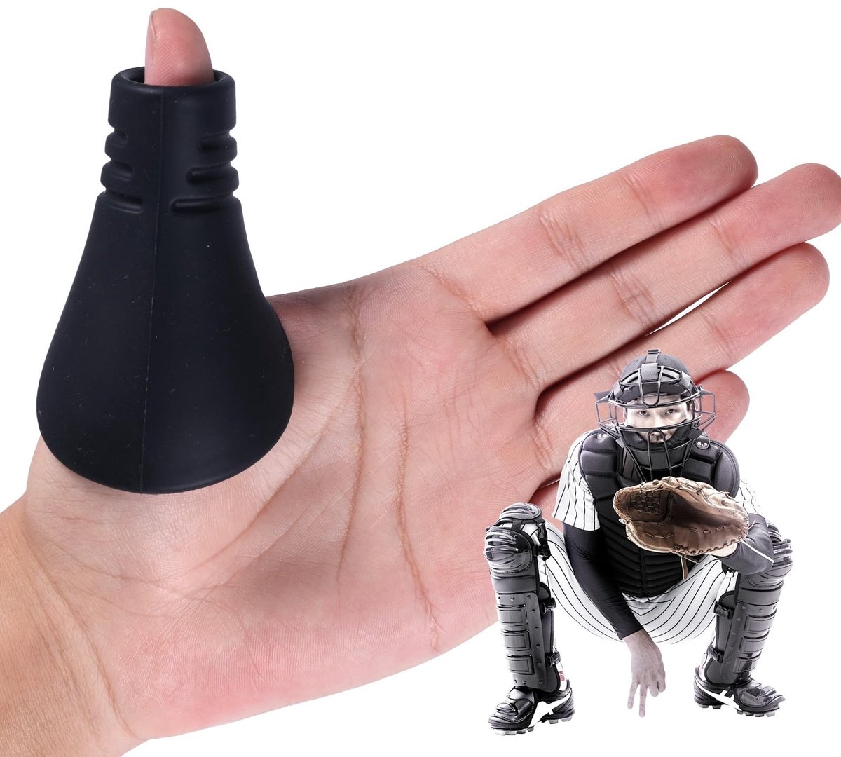 Dailygoods- Duimbeschermer Zwart - Siliconen - Honkbal/Softbal - Bescherming tegen Handblessures - Uitrusting voor Catchertraining - Volledige Dekking - Handschoen