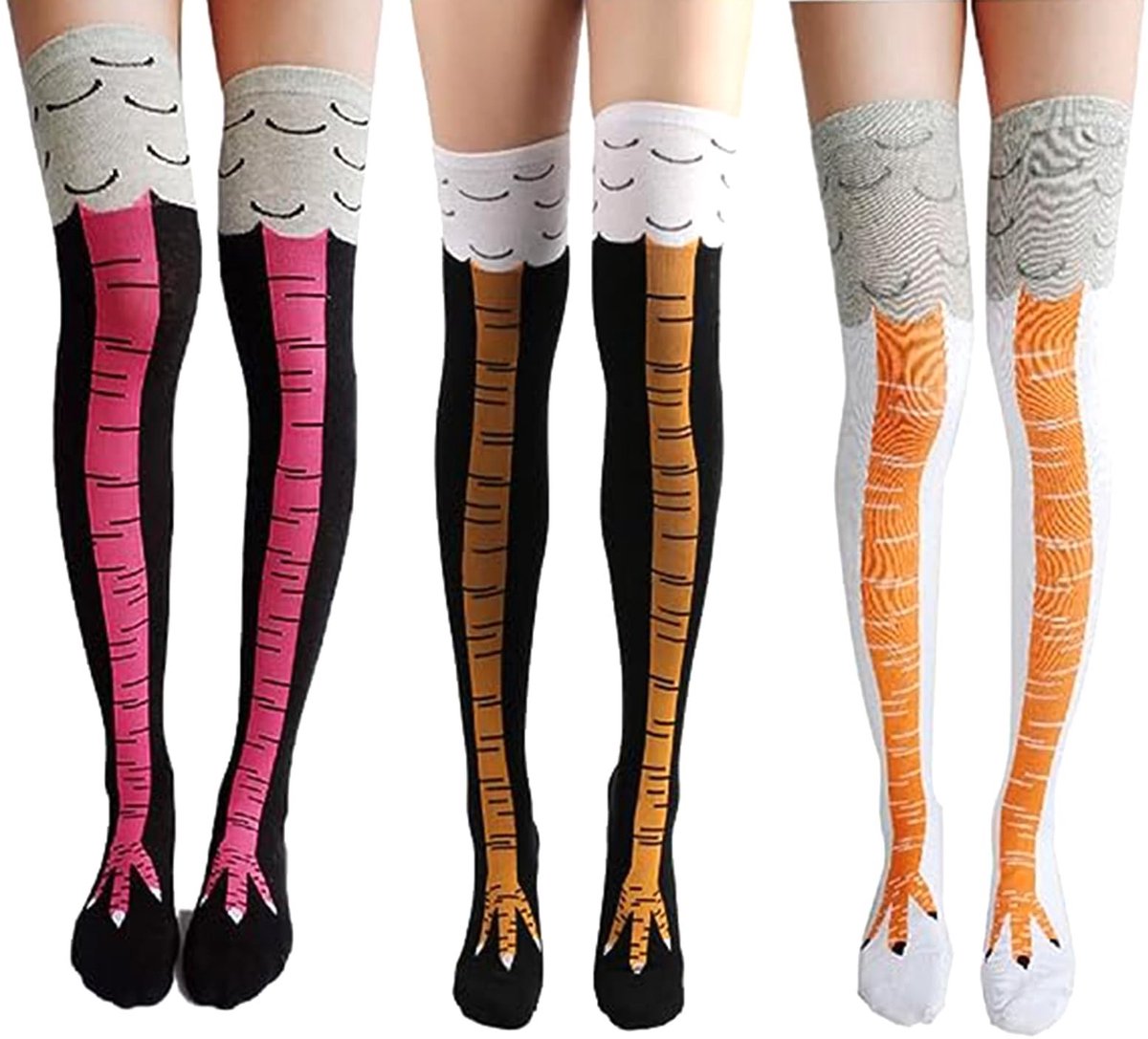 Dailygoods- Kippensokken - Grappige Kippenvoeten - Kniehoge Sokken - Creatieve Nieuwigheid - Zachte Katoenen Sokken - Geschikt voor Feestoutfits
