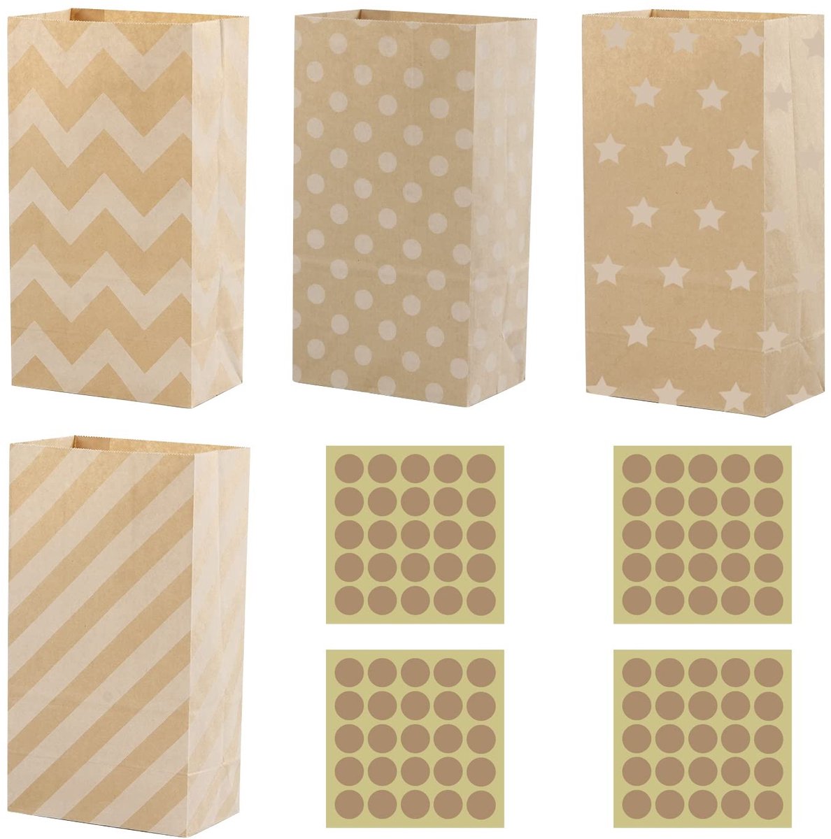 Dailygoods- Snoepgeschenkzak 20-delig - Kraftpapieren Zak - Herbruikbaar - Verjaardag/Huwelijksfeest - 13 x 8 x 24 cm - Stevig en Milieuvriendelijk - Cadeauzak