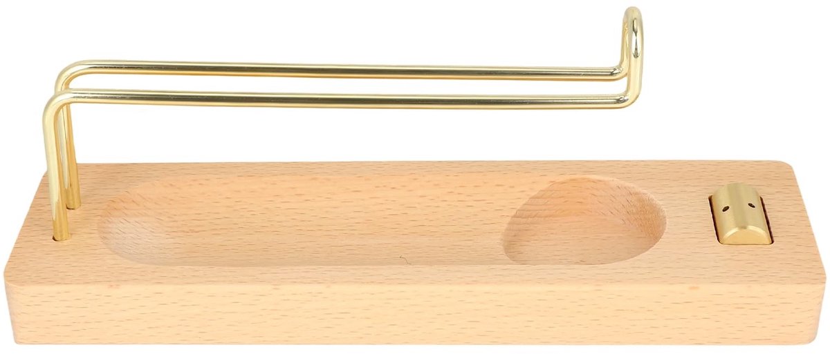 Dailygoods- Wierookhouder 4-in-1 - Wierookbrander - Kaars Houder - As Vanger - Houtkleur - Duurzaam Hout en Zinklegering