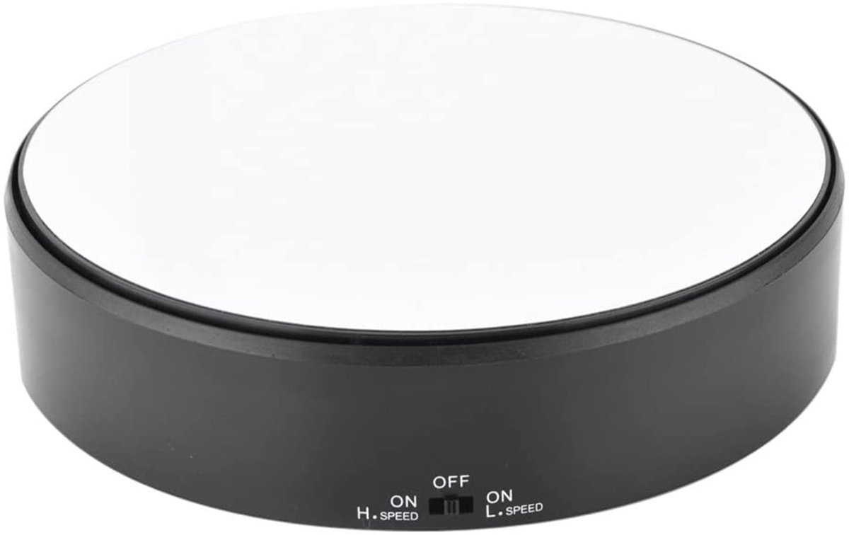 Dailygoods- Draaibare Display 360 Graden - Elektronisch Draaiplateau - Robuuste Constructie - Tot 1 kg Draagvermogen - Spiegelachtig Oppervlak - Geschikt voor Sieraden/Horloges