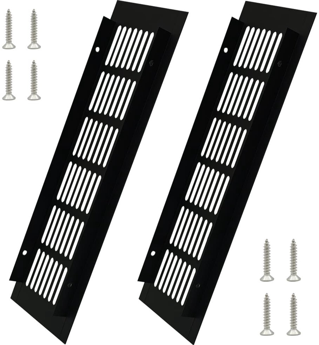 Dailygoods- Ventilatierooster Zwart - Rechthoekig - Aluminiumlegering - 2 Stuks - 300 x 80 mm - Corrosiebestendig - Eenvoudig te installeren - Luchtrooster