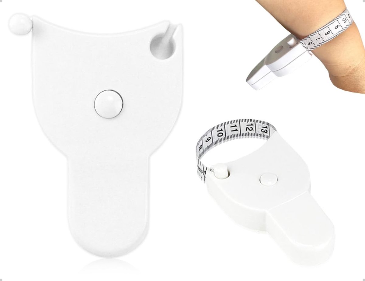 Dailygoods- Lichaamsmeetlint ergonomisch design - Intrekbaar meetlint - Dubbele schaal inches/centimeters - 150 cm lengte - Robuust materiaal - Comfortabel in gebruik