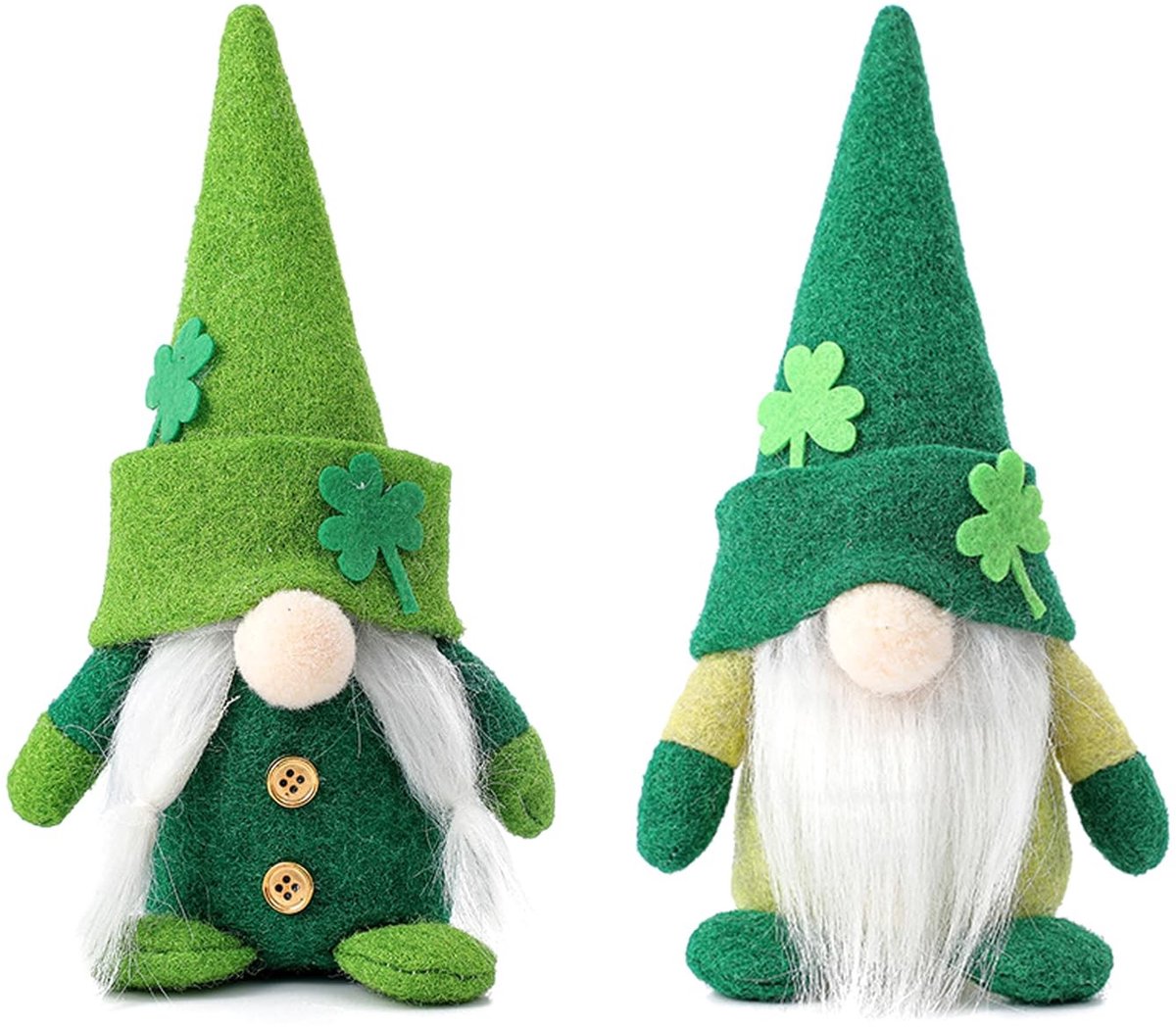 Dailygoods- Kabouter 2 Stuks - Groene Kabouterfiguren - St. Patrick's Dag Decoratie - Pluche Pop - Feestelijke Sfeer - 22 x 11 x 5 cm