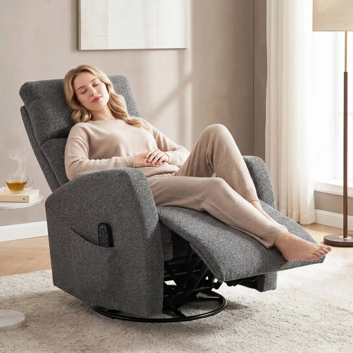 Relaxfauteuil - Relaxzetel - Massagestoel - Relaxstoel - Fauteuil - Stoel - Met armleuning - Voor één Persoon - Donkergrijs – foto 5