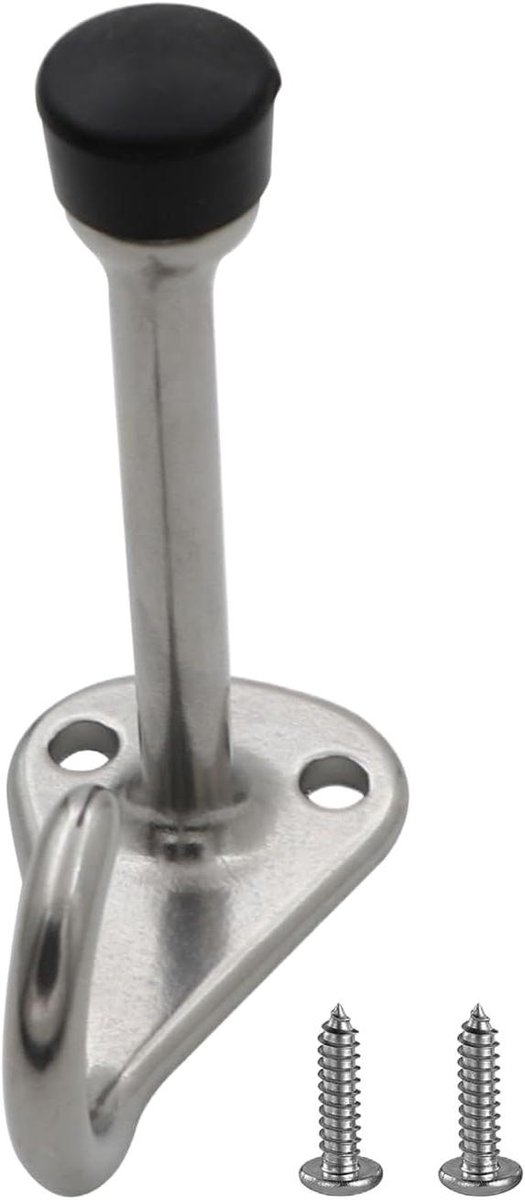 Deurstopper Muur - Wandbeschermer - Stil Huis - Met Haak - 7x4x4 cm - Zilver