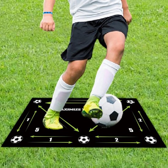 Voetbal Trainingsmat - Voetbalvaardigheid Oefenen - Balcontrole Verbeteren - Antislip Rubberen Ondergrond - 40 x 60 cm - Zwart — afbeelding 2