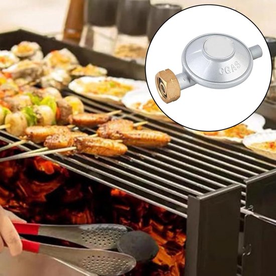 Gasdrukregelaar - Propaanregelaar - Buiten Koken - Constante Druk - 30/50 mbar - Zilverkleurig — afbeelding 3