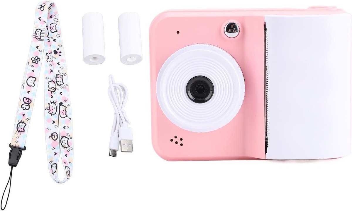 Kinder Camera Direct Print - Kinderfotocamera Fotoprinter - Foto Maken en Printen - Direct Thermisch Printen - 48MP - Roze