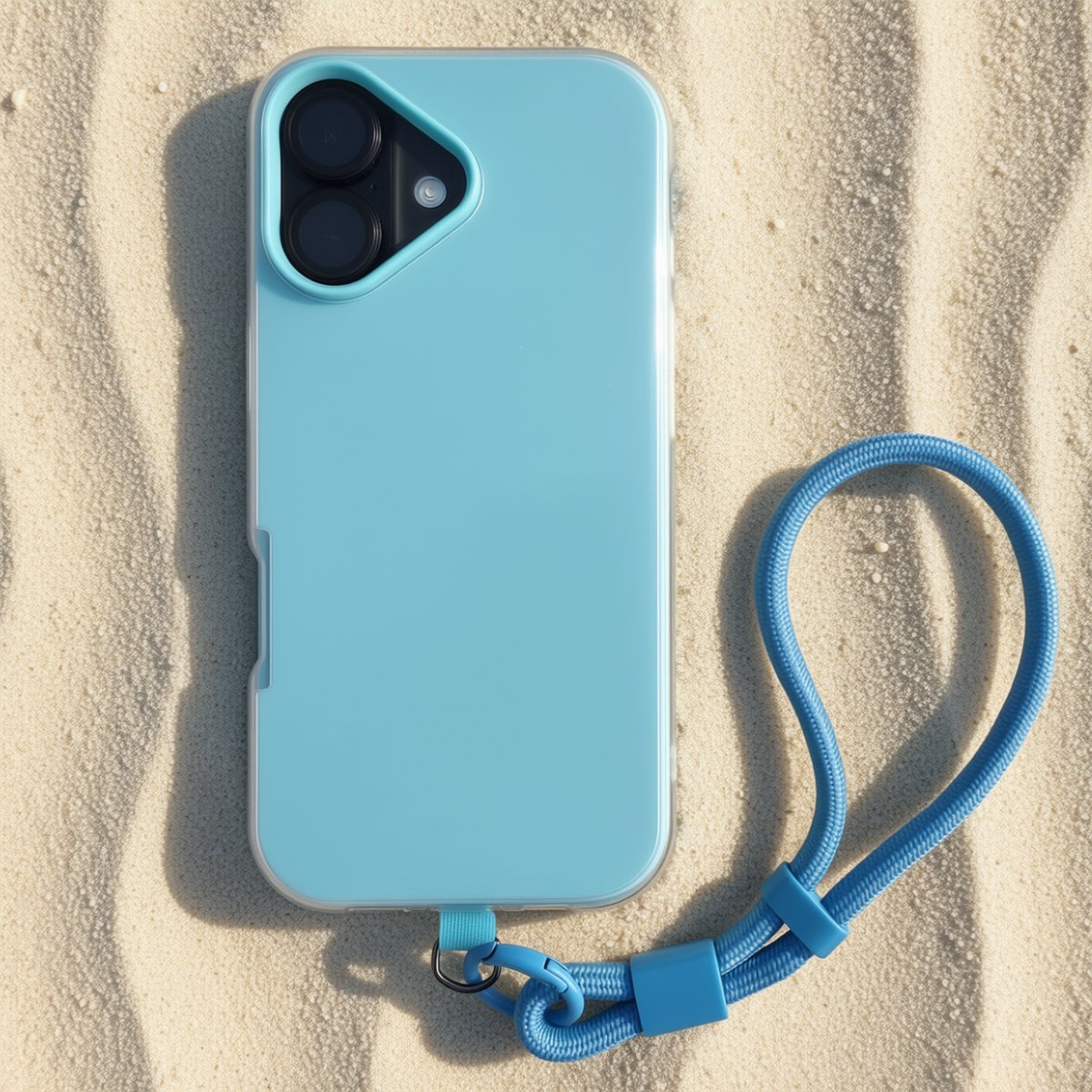 iPhone 17 Hoesje met Polskoord (Wrist Strap) – Ice Cream Bar Design – Frost Look 2-Laags Beschermhoes – Zomer & Vakantie Telefoonhoesje - Blauw