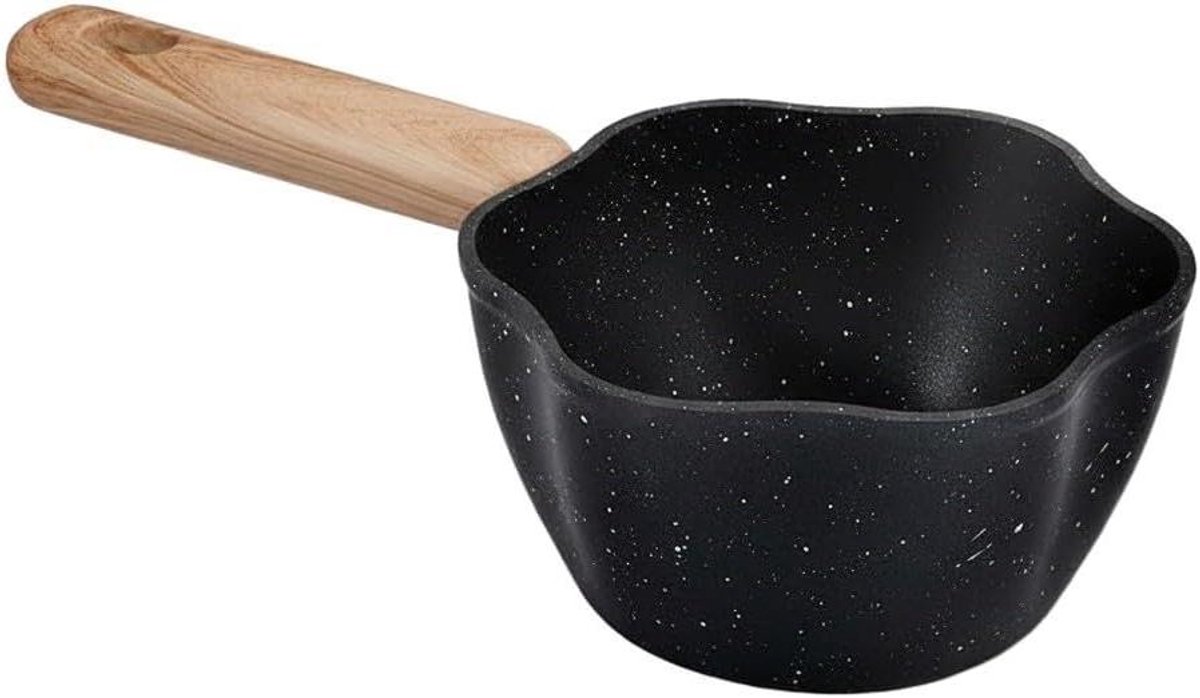 Melkpot - Steelpan boterwarmer - Kleine maaltijden bereiden - Maifaniet anti-aanbaklaag - 23 cm - Zwart