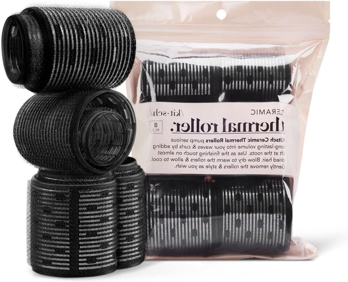 Keramische Haarrollers - Zelfklevende Krulspelden - Haar Stijlen - Gelijkmatige Warmteverdeling - 8 Stuks - Zwart