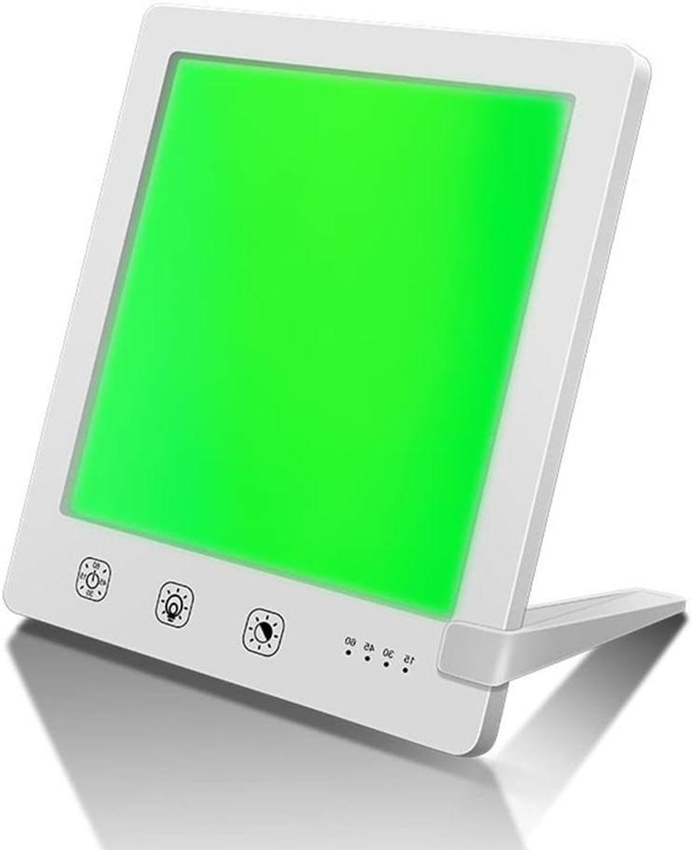 Daglichtlamp SAD lamp - Lichttherapie zonlicht - Humeur verbeteren - 10000 lux intensiteit - 140x160mm - Houtkleur