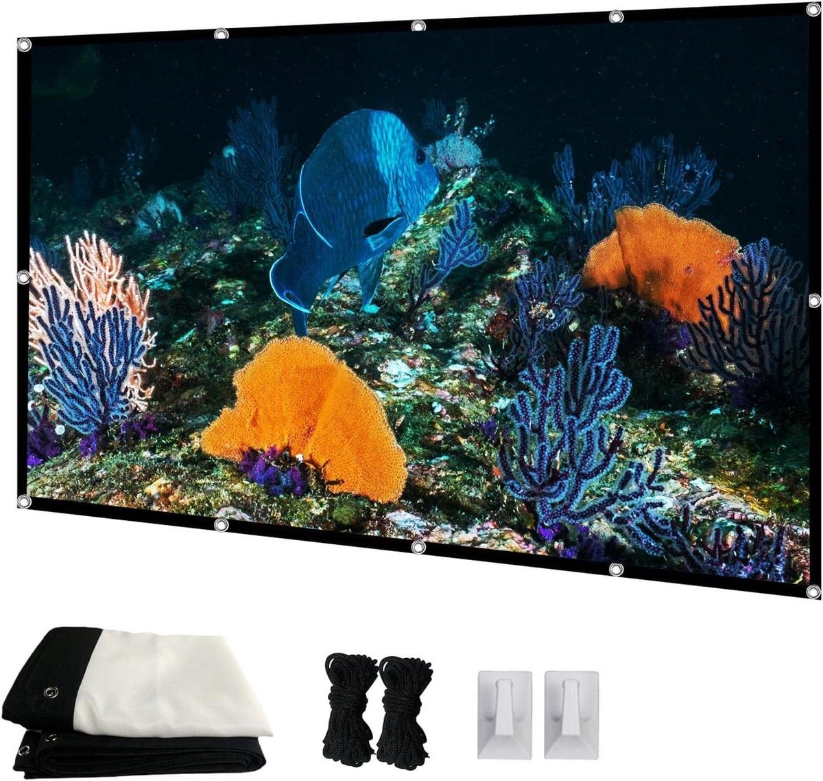 Draagbaar projectiescherm - Filmscherm tuin - Buitenfilms kijken - Kreukvrij wasbaar doek - 60 inch - Wit