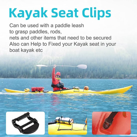 Kayak Stoel Reparatie Set - Stoelband Clips - Kajak Onderhoud - Hoge Sterkte Nylon - 4 Stuks - Zwart — afbeelding 3