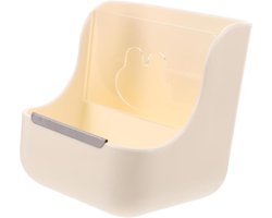 Voerbak Kleine Dieren - Hooibak Dispenser - Netjes Voeren - 2-in-1 Ontwerp - 16 cm Breed - Beige