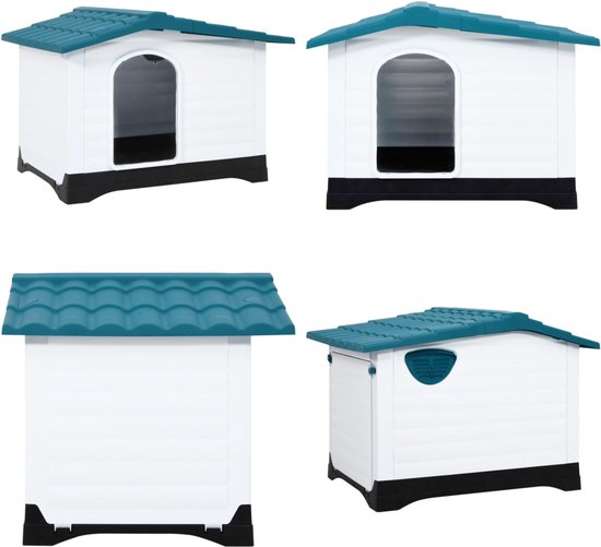 vidaXL Hondenhok 90,5x68x66 cm polypropeen blauw - Hondenhok - Hondenhokken - Honden Hok - Hondenhuis