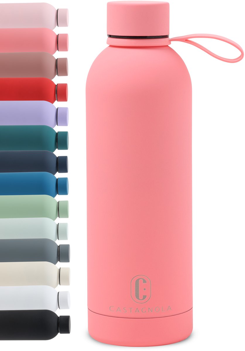 Castagnola Waterfles - RVS Drinkfles 500 ML - Stalen Thermosfles - Drinkflessen voor Volwassenen - Dubbelwandig - Roze