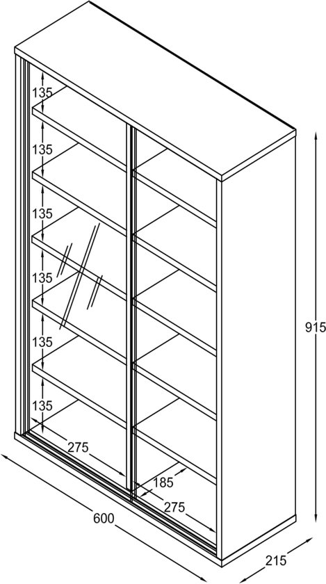 Vitrine - armoire à compartiments - armoire de rangement - 12 compartiments avec portes coulissantes