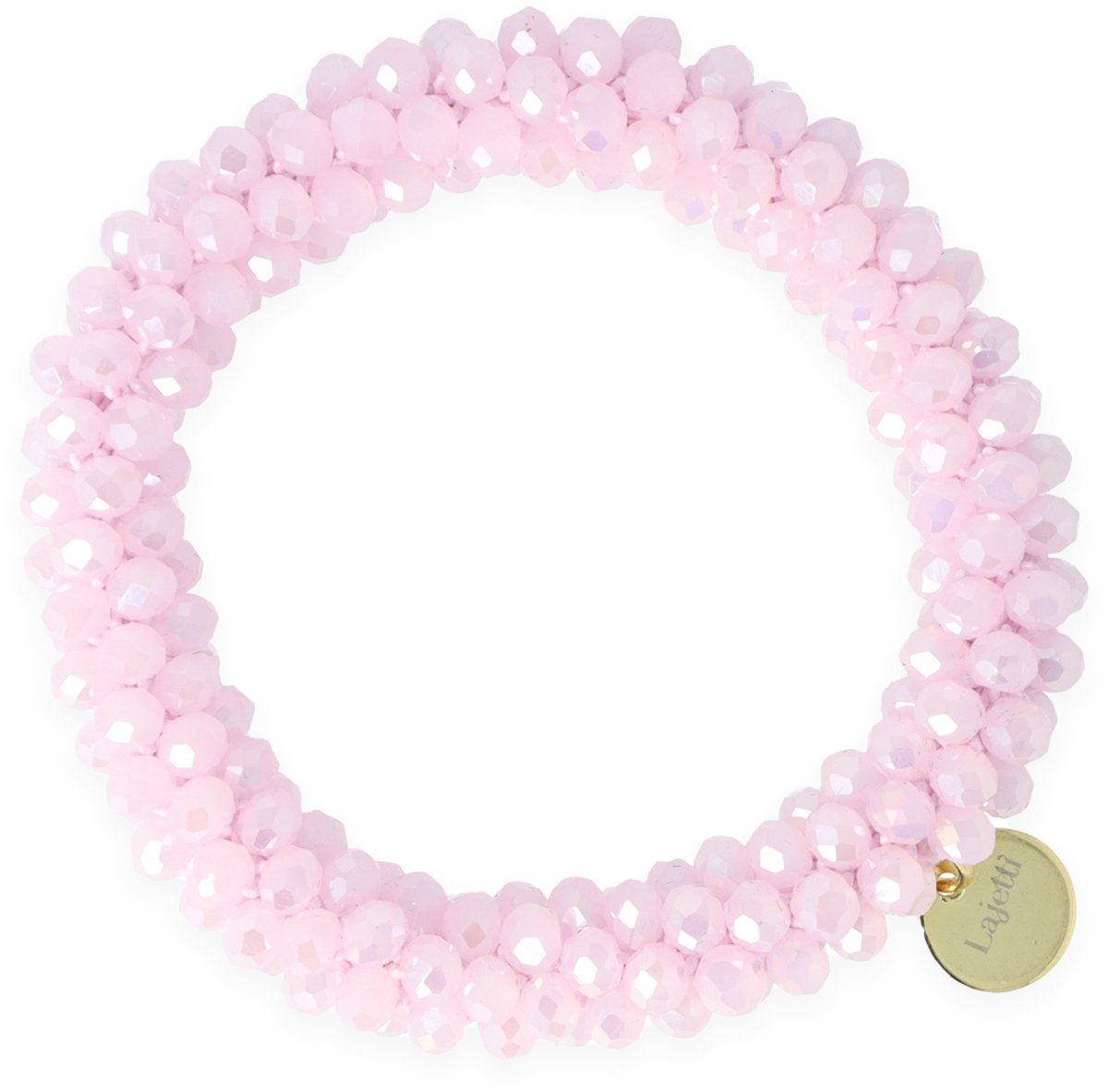 Lajetti Armband Haarelastiek Dames Roze - Glaskralen Beaded Bracelet - Handgemaakt
