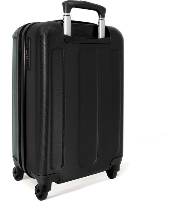 NoBoringSuitcases.com® - Handbagage koffer lichtgewicht - Reiskoffer trolley - Groen met zwarte streep - Valies op wielen - Rolkoffer met wieltjes - Past binnen 55x40x20 en 55x35x25 - Hardcase suitcase - Reizen