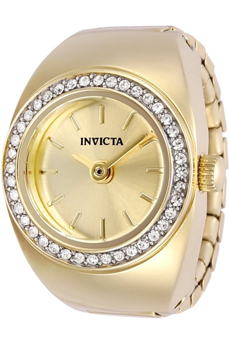 Invicta Mini 48944 Dames Horloge - Waterdicht - Analoog - Quartz Uurwerk - Roestvrij Staal met gouden Wijzerplaat - 17mm